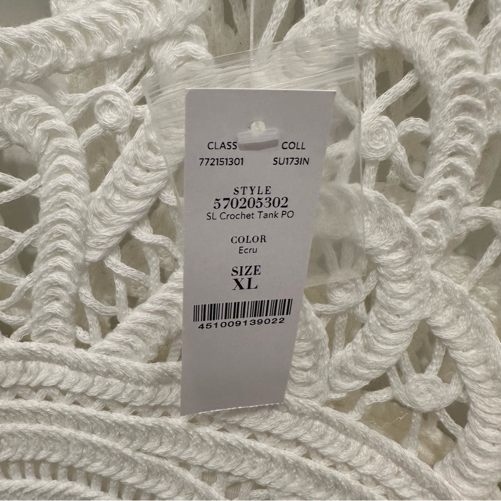 NWT White House Black Market White Sleeveless Crochet Lace Sweater - Picture 5 of 13